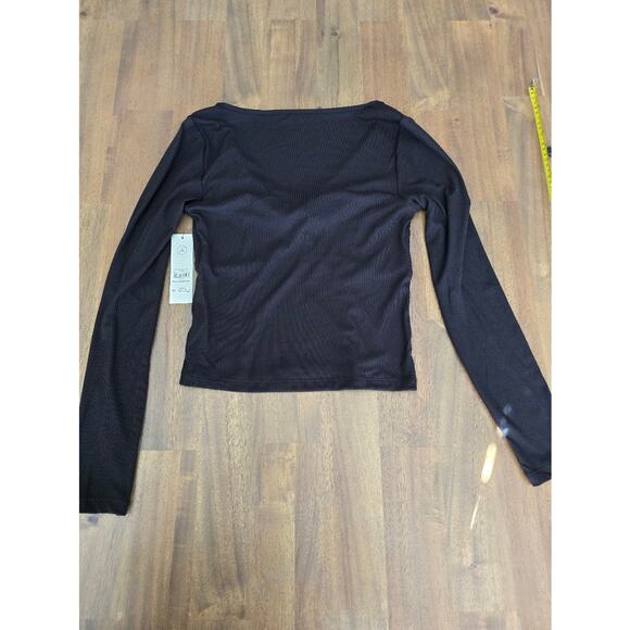 No Boundaries XS Twist Front Long Sleeve Top Black - Picture 2 of 3